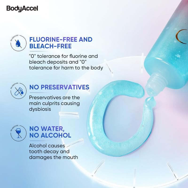 [Sw]Bodyaccel Triple Whitening Oral Care Bundle: Morning + Night Whitening Toothpaste & Tongue Cleaning Gel (Teeth Brightening | Fresh Breath Combo)