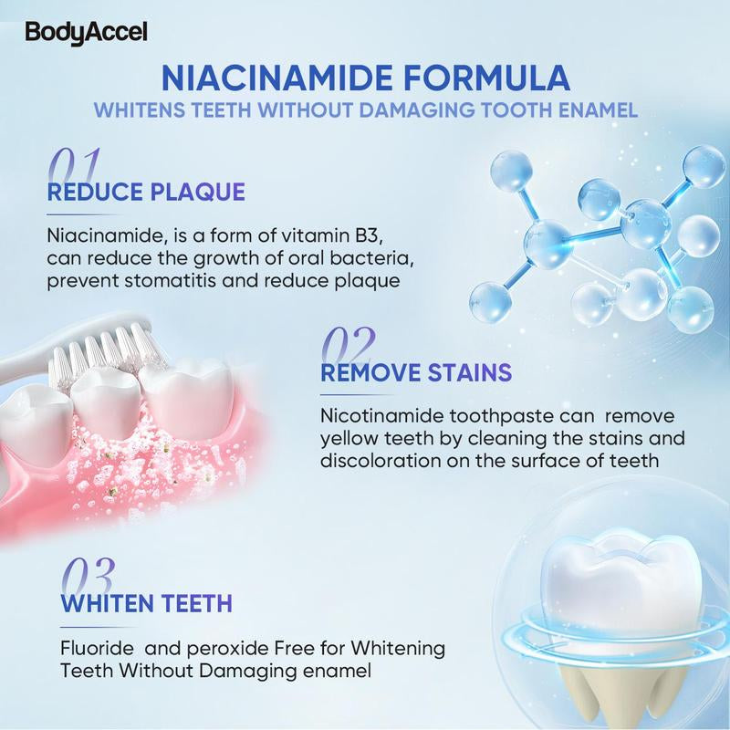 [Sw]Bodyaccel Triple Whitening Oral Care Bundle: Morning + Night Whitening Toothpaste & Tongue Cleaning Gel (Teeth Brightening | Fresh Breath Combo)
